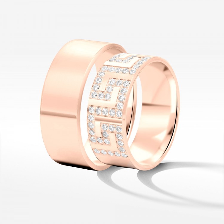 Obrączki ślubne z różowego złota 8mm fazowane