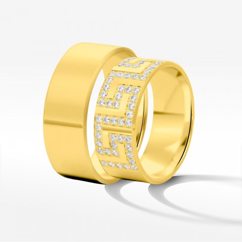 Obrączki ślubne z żółtego złota 8mm fazowane