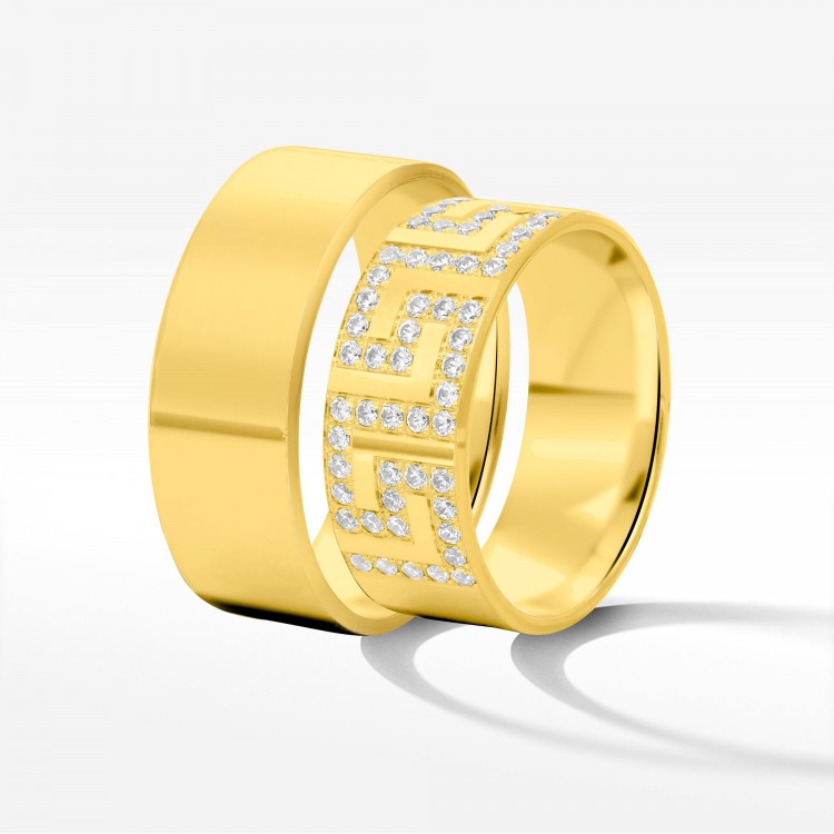 Obrączki ślubne z żółtego złota 8mm fazowane