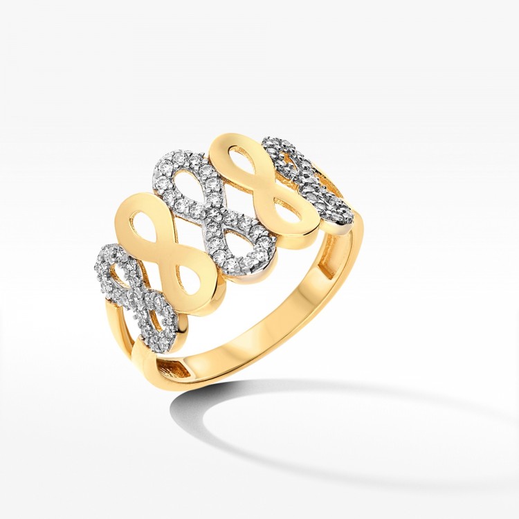 Pierścionek ze złota z symbolami nieskończoności