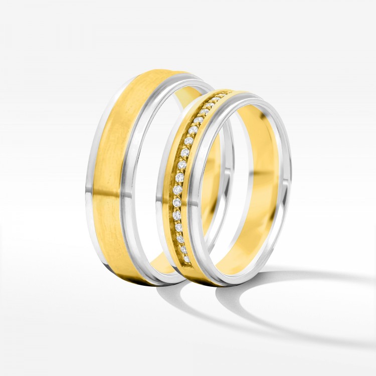 Obrączki ślubne z dwukolorowego złota 5mm półokrągłe