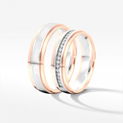 Obrączki ślubne z dwukolorowego złota 5mm półokrągłe