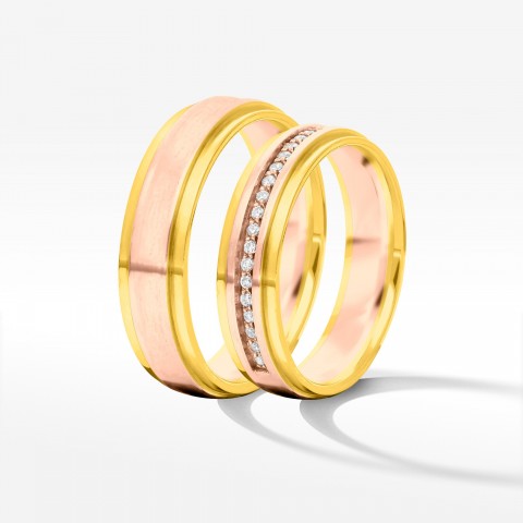 Obrączki ślubne z dwukolorowego złota 5mm półokrągłe