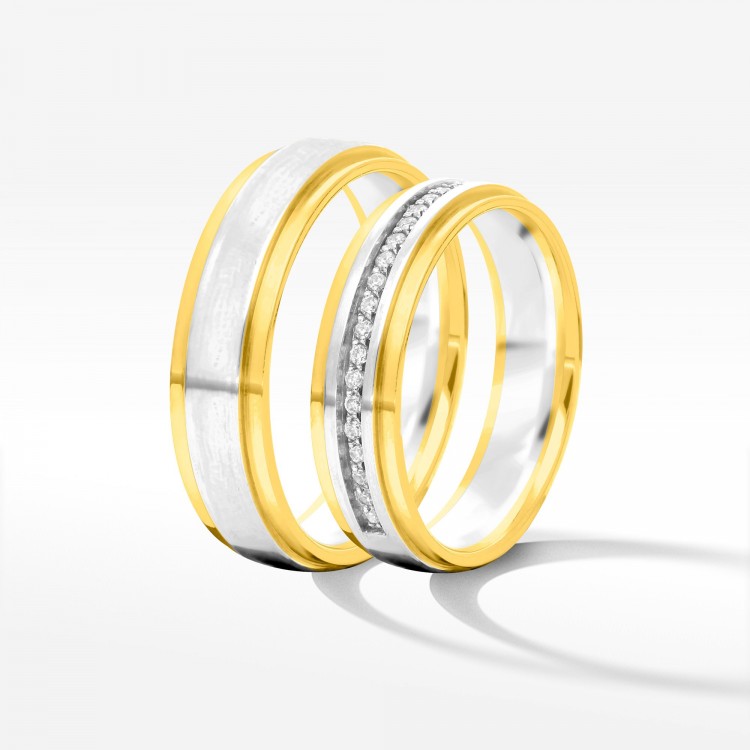 Obrączki ślubne z dwukolorowego złota 5mm półokrągłe