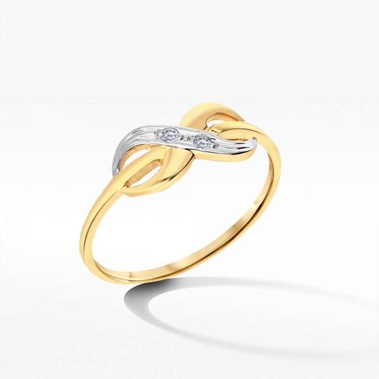 Fantazyjny pierścionek ze złota z cyrkoniami