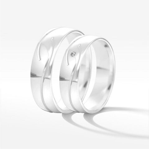 Obrączki ślubne z białego złota 5.5mm półokrągłe