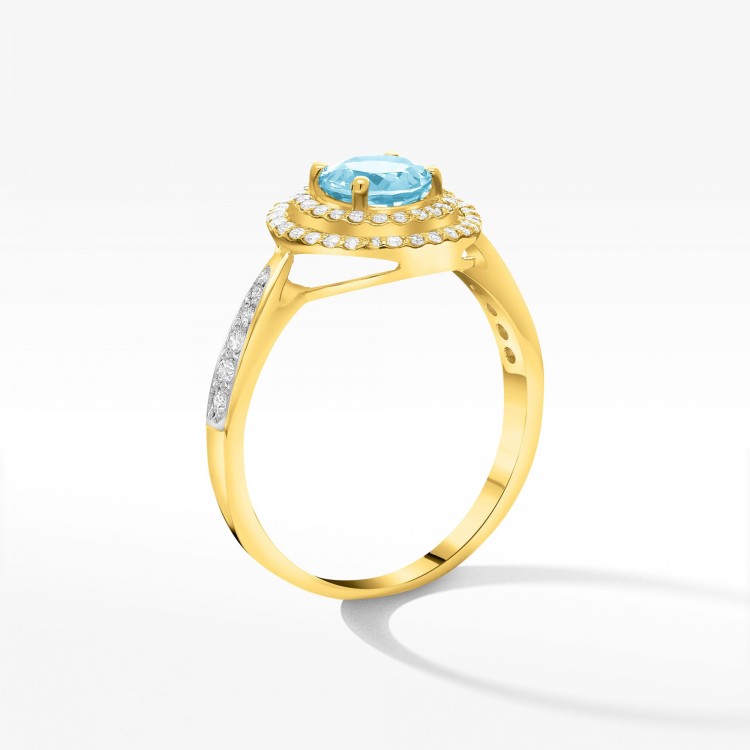 Złoty pierścionek z topazem