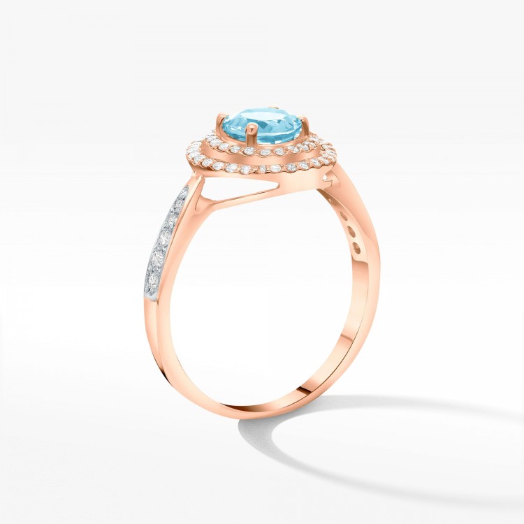 Pierścionek z różowego złota z topazem