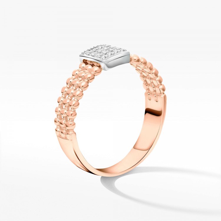 Pierścionek z różowego złota z diamentami