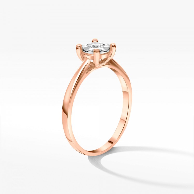 Pierścionek z różowego złota z diamentem