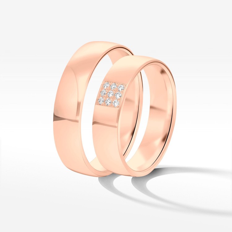 Obrączki ślubne z różowego złota 5mm półokrągłe