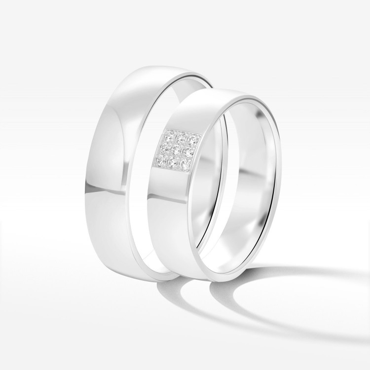 Obrączki ślubne z białego złota 5mm półokrągłe