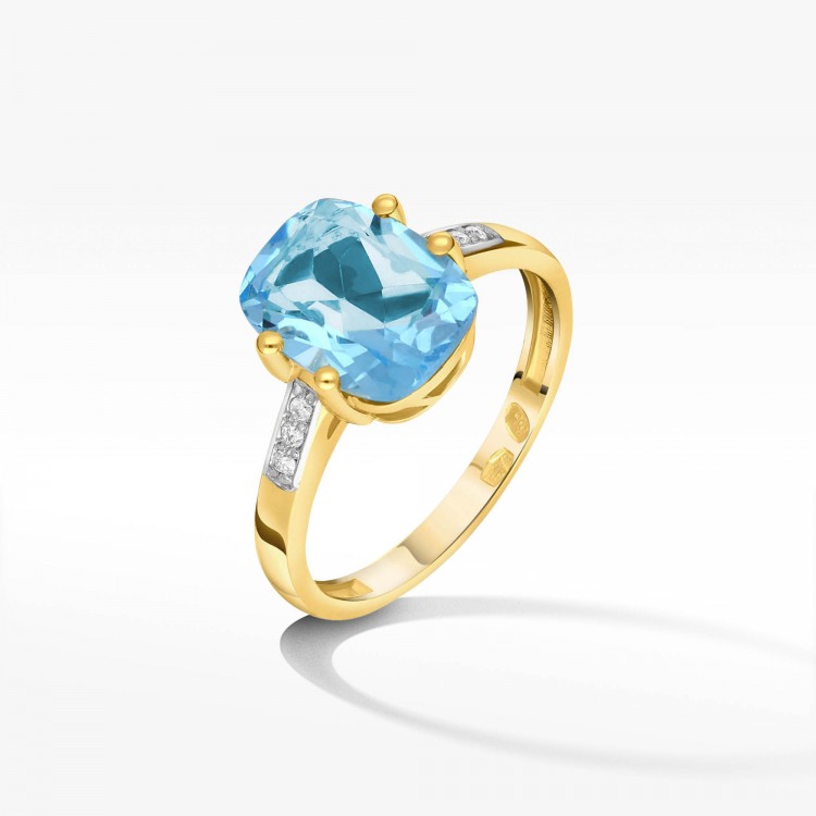 Pierścionek z topazem i diamentami