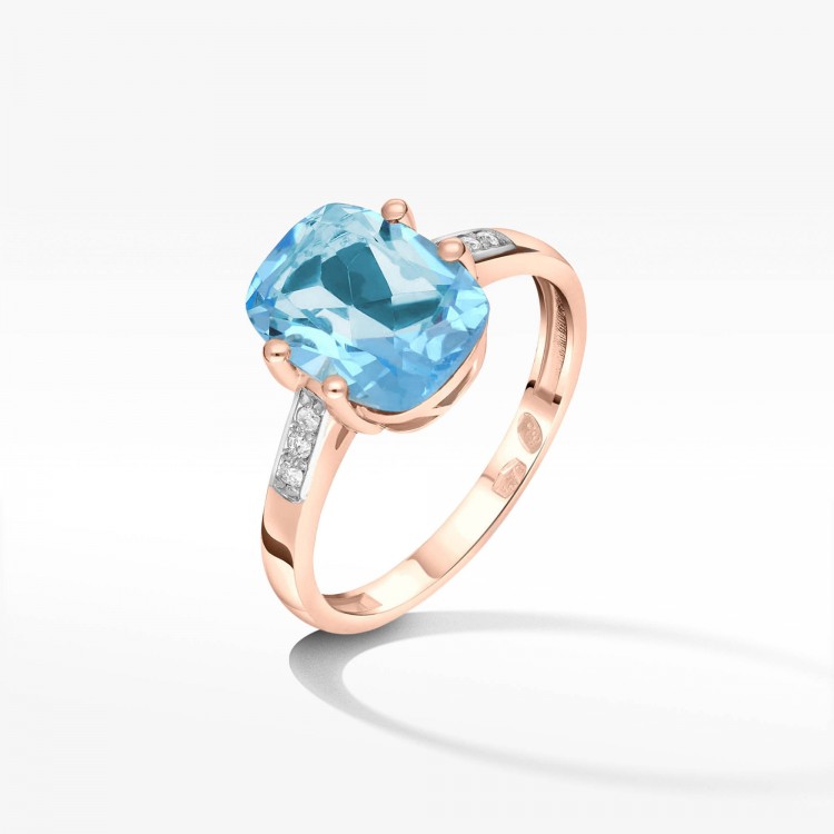 Pierścionek z topazem i diamentami