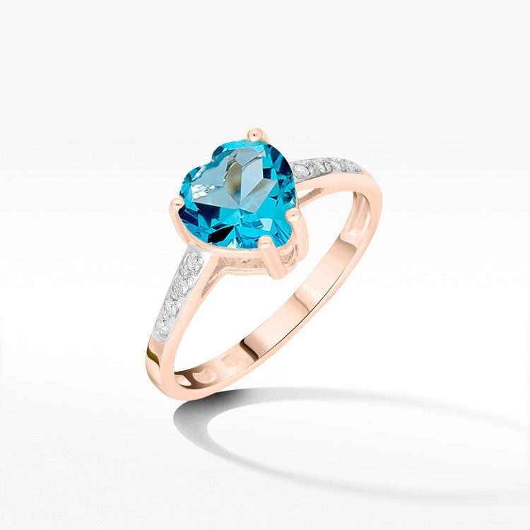 Pierścionek z topazem w kształcie serca