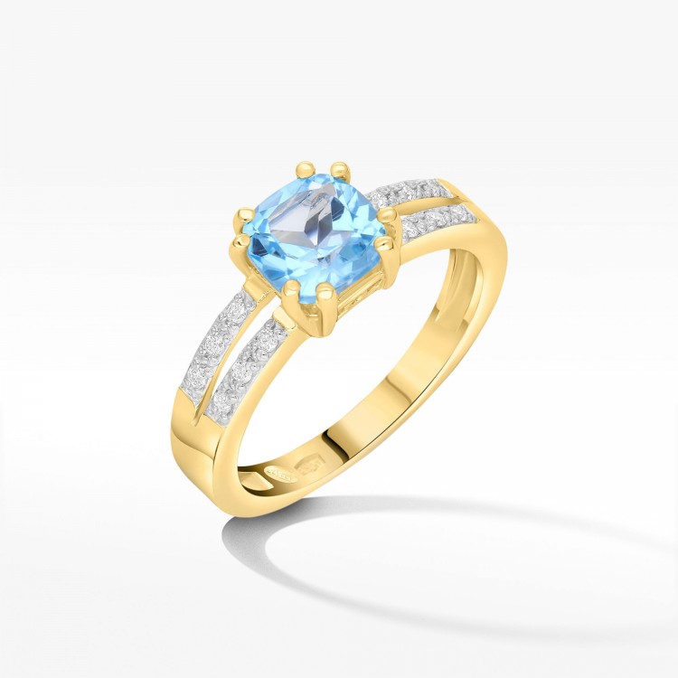 Pierścionek z topazem i diamentami