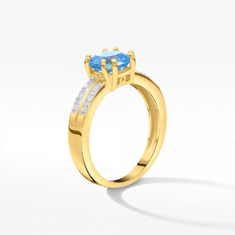 Pierścionek z topazem i diamentami