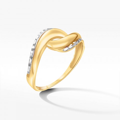 Przeplatany złoty pierścionek