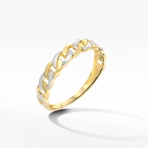 Przeplatany złoty pierścionek