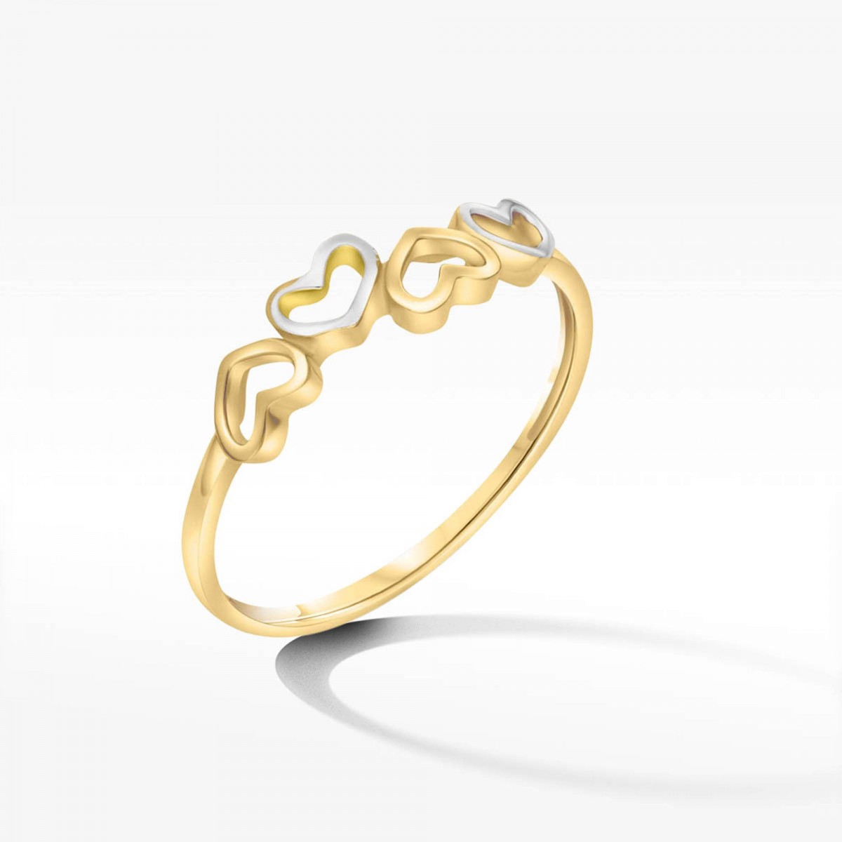 Złoty pierścionek z sercami