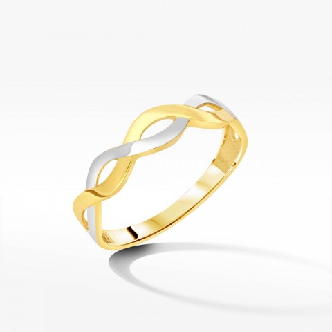 Przeplatany złoty pierścionek