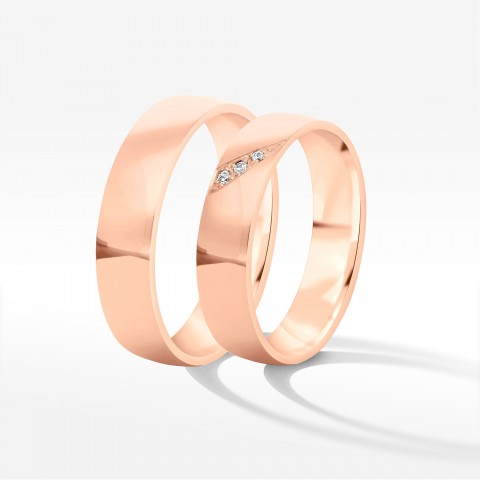 Obrączki ślubne z różowego złota 5mm półokrągłe