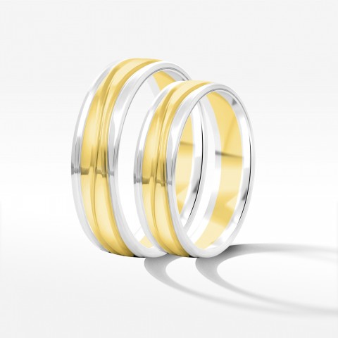 Obrączki ślubne z dwukolorowego złota 5mm półokrągłe