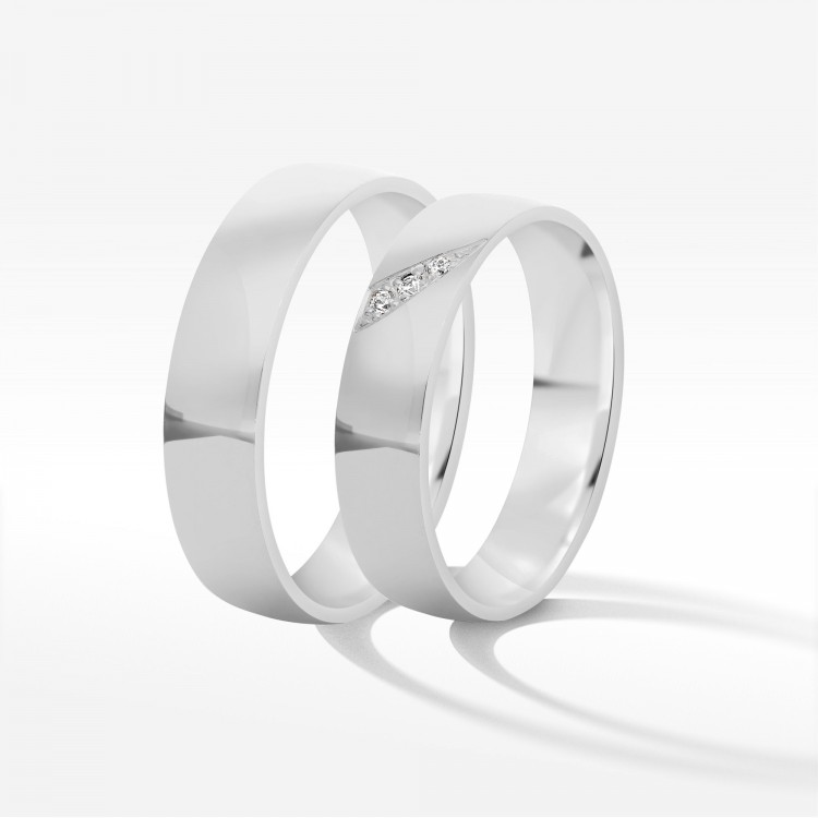 Obrączki ślubne z białego złota 5,5mm półokrągłe