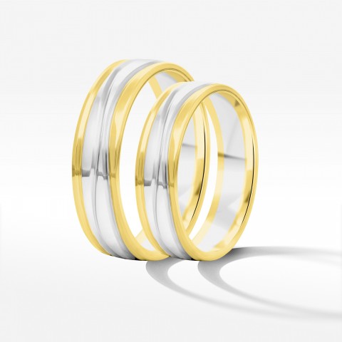 Obrączki ślubne z dwukolorowego złota 5mm półokrągłe
