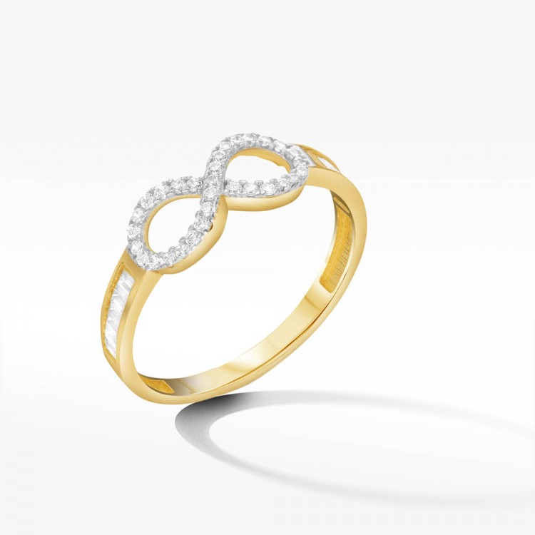 Złoty pierścionek z symbolem nieskończoności