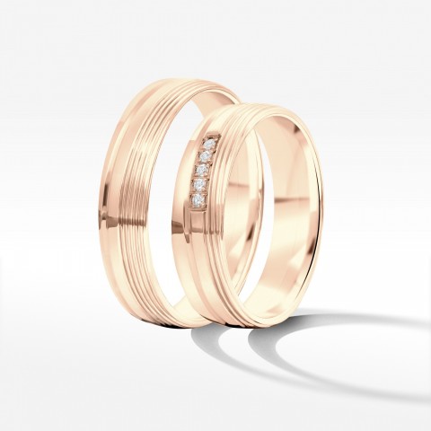 Obrączki ślubne z różowego złota 5mm półokrągłe