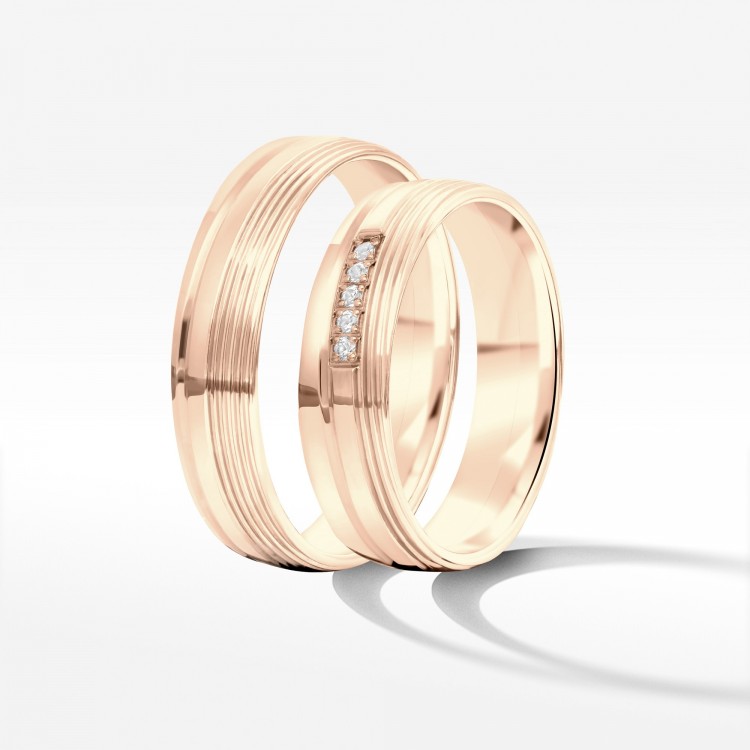 Obrączki ślubne z różowego złota 5mm półokrągłe