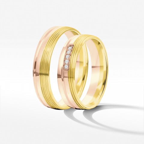 Obrączki ślubne z dwukolorowego złota 5mm półokrągłe