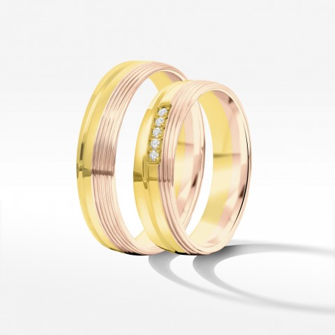 Obrączki ślubne z dwukolorowego złota 5mm półokrągłe