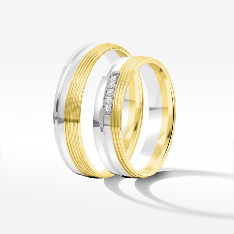 Obrączki ślubne z dwukolorowego złota 5mm półokrągłe