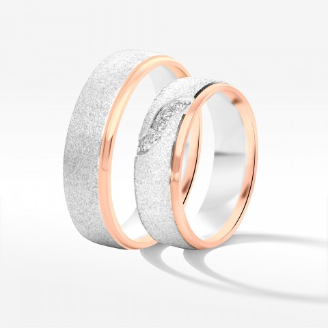 Obrączki ślubne z dwukolorowego złota 6mm półokrągłe