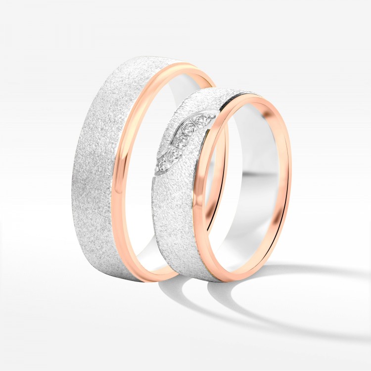 Obrączki ślubne z dwukolorowego złota 6mm półokrągłe