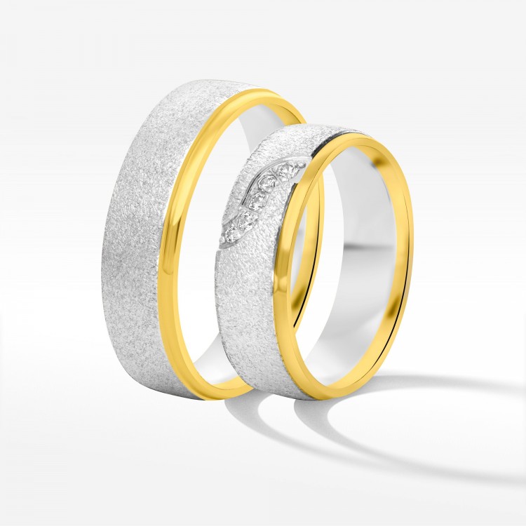 Obrączki ślubne z dwukolorowego złota 6mm półokrągłe