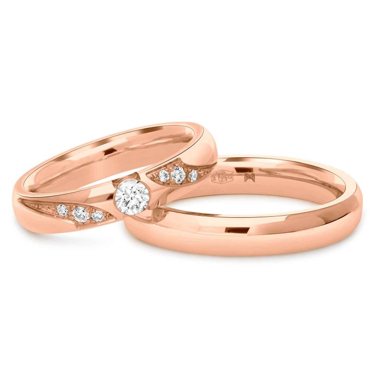 Obrączki ślubne z różowego złota 4mm półokrągłe