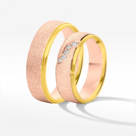 Obrączki ślubne z dwukolorowego złota 6mm półokrągłe