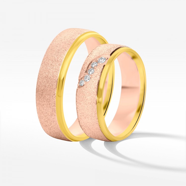 Obrączki ślubne z dwukolorowego złota 6mm półokrągłe