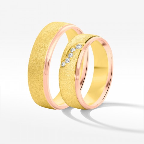 Obrączki ślubne z dwukolorowego złota 6mm półokrągłe