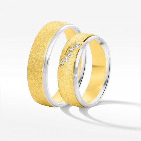 Obrączki ślubne z dwukolorowego złota 6mm półokrągłe