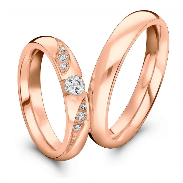 Obrączki ślubne z różowego złota 4mm półokrągłe