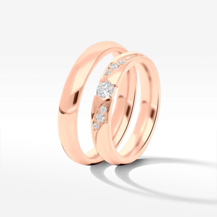 Obrączki ślubne z różowego złota 4mm półokrągłe