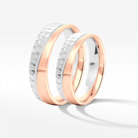 Obrączki ślubne z dwukolorowego złota 5mm półokrągłe