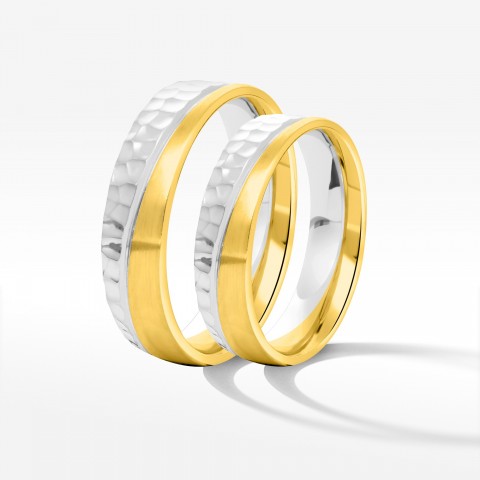 Obrączki ślubne z dwukolorowego złota 5mm półokrągłe