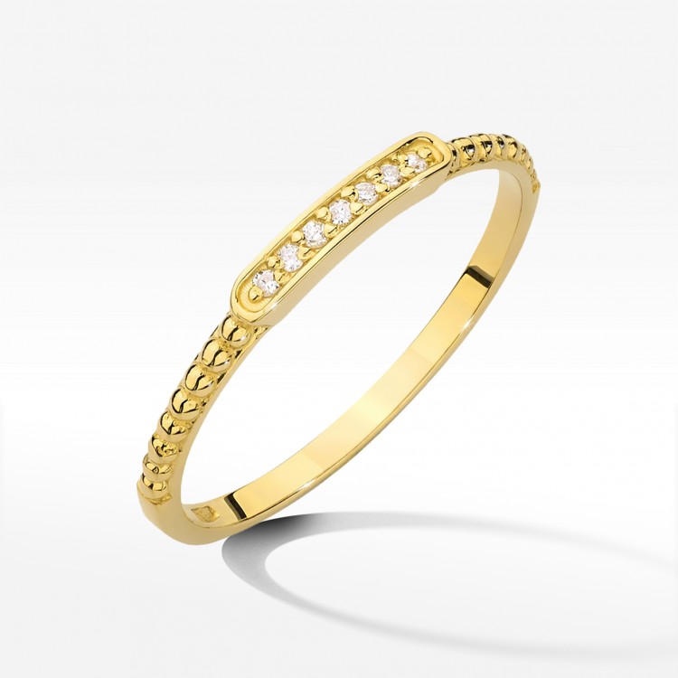 Pierścionek z żółtego złota z diamentami