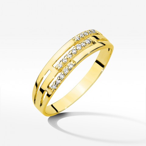 Pierścionek z żółtego złota z diamentami