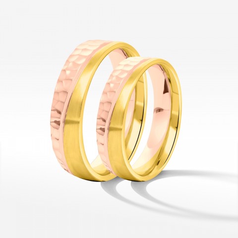 Obrączki ślubne z dwukolorowego złota 5mm półokrągłe